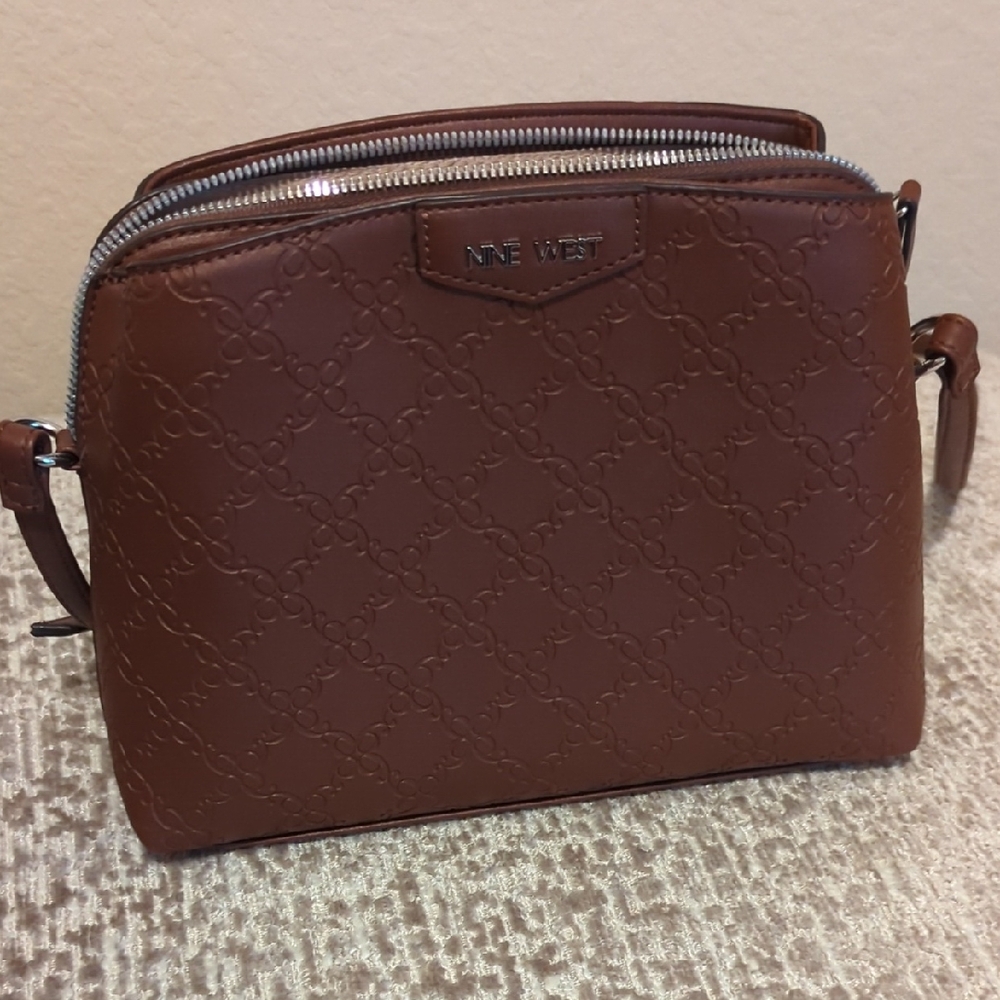 Nine West Brown Embossed Crossbody Bag